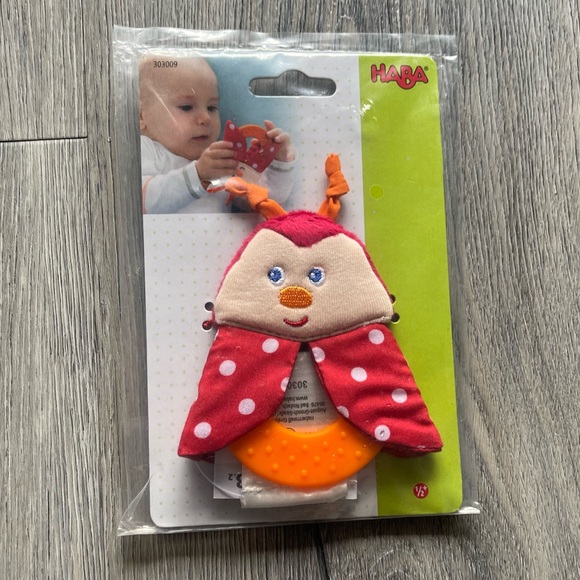 HABA Ladybug Clutching Teether Toy - Picture 3 of 4